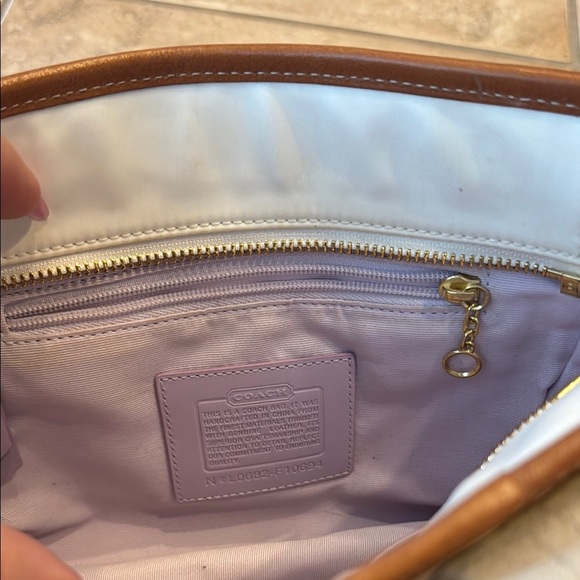 Coach White and Brown Tote with Leather Trim - Picture 3 of 4